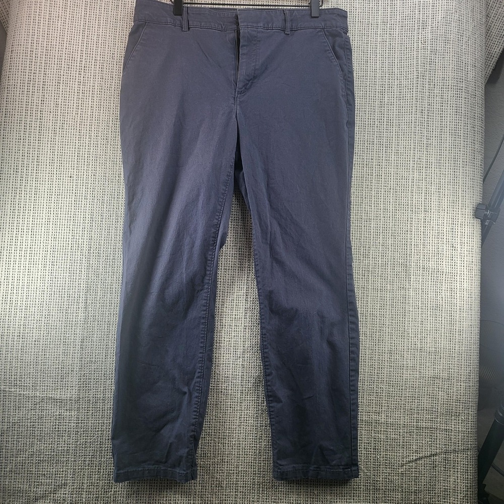 LOFT Pants Womens 12 Gray Chino Ankle Straight Stretch Casual‎ Work Office